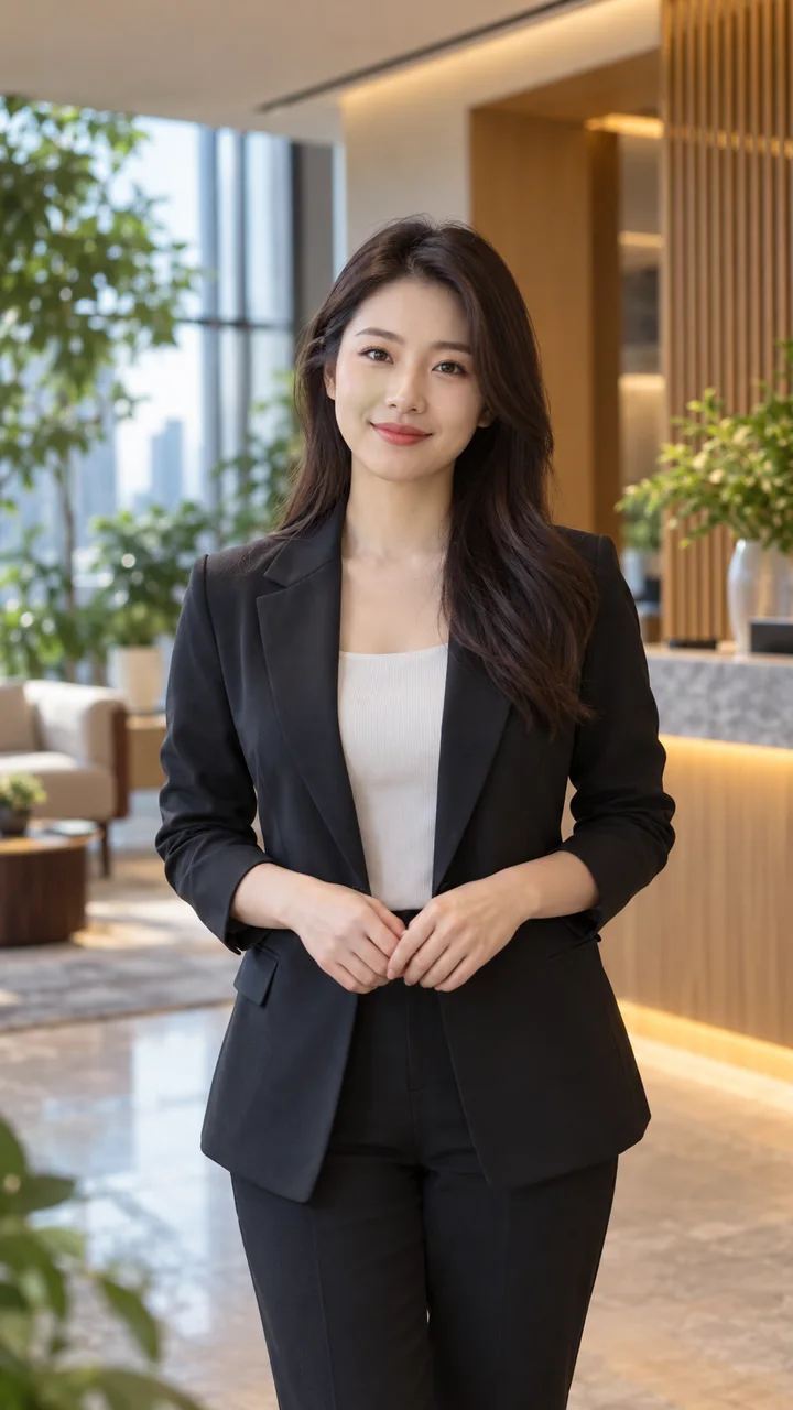 现代企业大厅里的品牌故事示例