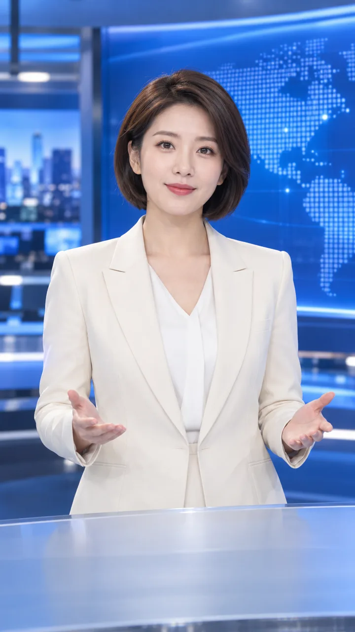 白色西装女主播演示新闻资讯竖屏模板